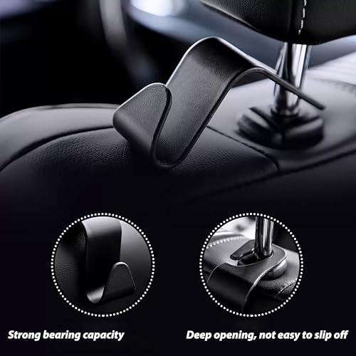 Car Seat Headrest Hook, Organizer Universal for Handbag/Purse/Gym Bag/Hat/Baby Gear/Groceries Car Accessories, Car Back Seat Headrest Hook (Black) (2)