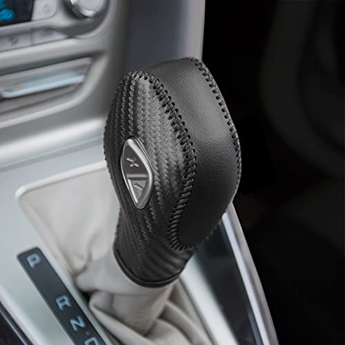Trim for Ford Fusion EcoSport Escape Focus Transit C-Max Energi Wagon Edge Fiesta Accessories Leather Auto Gear Shift Knob Cover Protector Trim Cap Sticker - color: A1