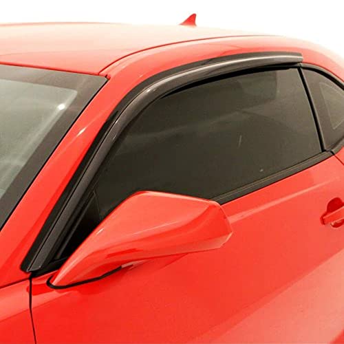 92359 Original Side Window Deflector Visor Rain Guard,Outside Mount Tape-on Shatterproof Dark Smoke,2pcs window shades fit for 2015-2024 Ford Mustang - size: 2pcs 2015-2024 Mustang (Outside Mount)