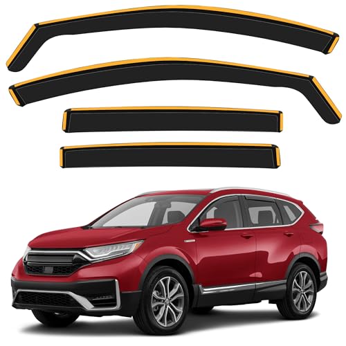 Shatterproof in-Channel Rain Guards for Honda CR-V (CRV) 2017-2022, Clip-on Window Deflectors Vent Window Visors Rain Sun Wind Guards Shade Deflectors, 4 pcs - size: For CR-V 2017-2022