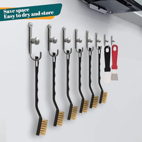 12 Pcs Mini Brass Brush Set, Brass Scratch Brush with Curved Handle, Cleaning Weld Slag and Rust - style: Brass