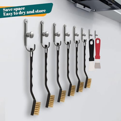 12 Pcs Mini Brass Brush Set, Brass Scratch Brush with Curved Handle, Cleaning Weld Slag and Rust - style: Brass