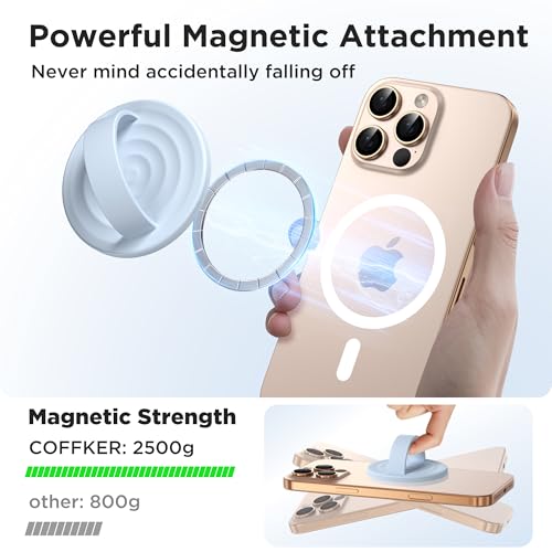 Magnetic Phone Grip Ring Holder, Liquid Silicone Magnet Cell Phone Grip Finger Loop, Compatible with Magsafe, Back of Phone for iPhone 17/16/15/14/13/12 Series, Baby Blue - color: Baby Blue