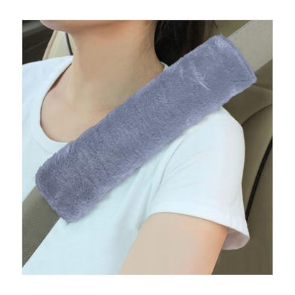 Sun Walker 2PCS Seat Belt Shoulder Pads, Fluffy Soft Plush Auto Seat Belt Pads for Protecting Your Neck & Shoulder, Comfortable Seatbelt Cover Warm Protective Cushion for Most Cars (Gray) - color: Gray