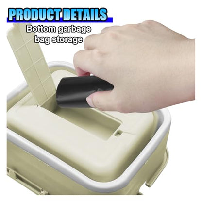 Car Trash Can, Collapsible Vehicle Garbage Bin with Handle, Leakproof Foldable Automotive Dustbin Car Storage Box, Universal Portable Trash Holder for Cars, SUVs and Trucks (Beige) - color: Beige
