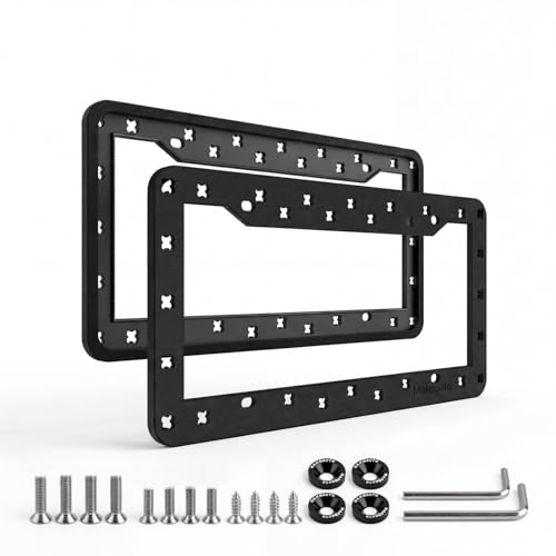 2 Pack License Plate Frames Compatible with Shoe Charms - Premium TPU (Better Than Silicone), DIY Cute Car Accessories, Rattle-Proof & Anti-Theft Stainless Steel Screws (Matte Black) - color: Black, size: 2 PCS