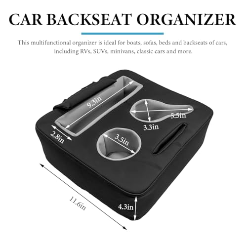 Car Back Seat Organizer, Leather Automotive Rear Seat Couch Cup Holder Expander Tray, Vehicle Cup Holder Tray Holds Snacks Remotes Phones for Truck RV Boat Couch Pillow Bed - color: Black