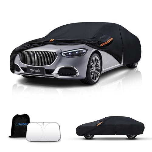 Waterproof Car Cover All-Weather, Heavy-Duty Outdoor Full Exterior Automobiles Snow Cover for Sedan 209-218 inch with Sun Visor,Zippered & Storage Bag - Black - size: Fit Sedan Length 209-218 inch(3XXXL)