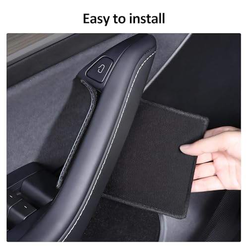 4PCS Door Handle Cover Compatible with Tesla Model Y 2020-2026 & Model 3 2020-2026 Anti-Scratch Door Handle Protector Grab Leather Soft Handle Plate for Model Y or Model 3 Accessories