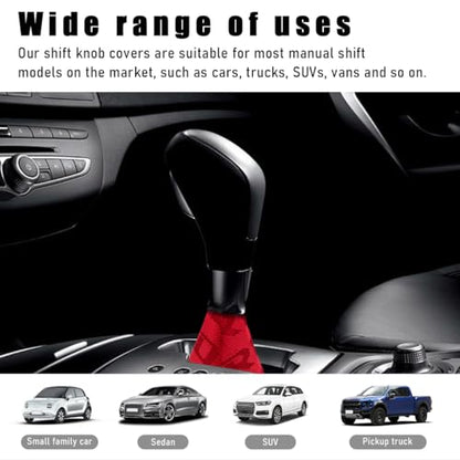 povtii Car Shift Boot Cover, Waterproof Canvas Fabric Manual Automatic Shift Knob Boot Dust Cover, Gear Gaiter Cover Auto Shift Boot Sleeve Protector, Universal Car Accessories (Red) - color: Red