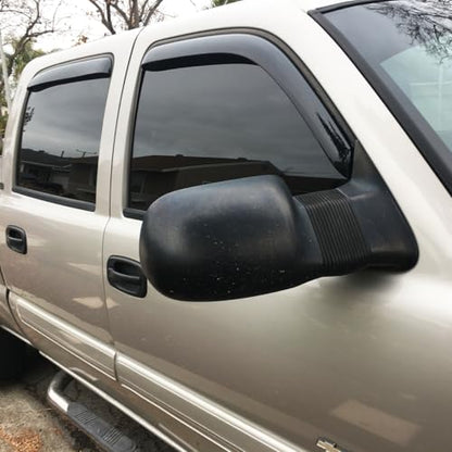 4pcs Side Window Visor Wind Vent Deflector fit for 2004-2015 Nissan Titan Crew Cab,in-Channel Style Shatterproof Dark Smoke Shade Tape On Sun Rain Guards 194858 - size: 2004-2015 Titan Crew Cab(In-Channel)