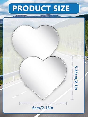 2Pcs Heart Shaped Blind Spot Mirrors for Cars, HD Glass Frameless Convex Side Mirror Blindspot, Universal Fit Stick-On Wide Angle Rear View Mirrors for SUVs, Trucks and RVs