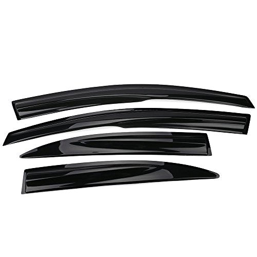 IKON MOTORSPORTS Tape On External Window Visor, Compatible with 2006-2011 Honda Civic 4Dr, Acrylic Smoke Tinted Sun Rain Wind Guards Shield Vent Wind Deflector - color: Smoke/Tinted