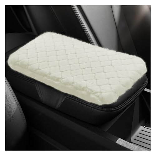 Car Center Console Cover, Comfortable Warm Armrest Box Cushion Pad, Breathable Car Arm Rest Protector, Universal Vehicle Interior Relieves Fatigue Accessories for Cars/SUVs/Trucks (White) - color: White