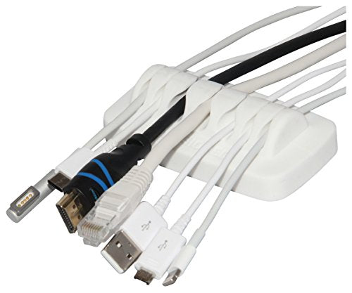 Heaviest Cable Organizer on The Market! Compact and Weighted Desktop Cord Holder and Cable Organizer, Eco-Friendly Silicone, No Bad Smell, Bundled with 4 Reusable Cable Ties! (White) - color: White, Standard