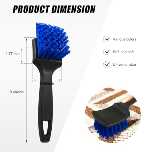 Car Carpet Cleaning Brush, 8.5-Inch Tire Cleaner Scrub Brushes with Stiff Bristles, Wheel Hub Scrub Brush Exterior Washing Supplies for Sedan SUV Truck, Car Accessories (Blue) - color: Blue