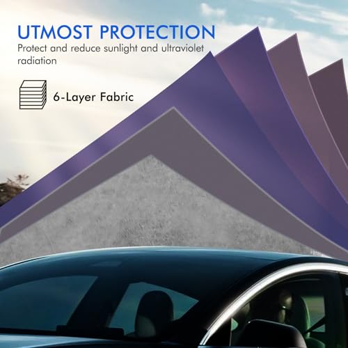 Tesla Model Y Car Cover Waterproof All Weather, 6 Layers Outdoor Full Exterior Cover Rain Sun UV Snowproof Protection with Zipper Cotton, Mirror Pocket and Charging Port - style: Model Y-Red