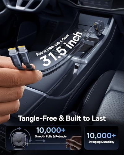 Baseus 163W Retractable Car Charger USB C Fast Charging, PrimeTrip VR2 Max 4 in 1 Fast Car Charger with Dual Retractable USB C Cable for iPhone 17 16 15 Pro Max, Samsung Galaxy S25 Ultra, Android - color: 163W