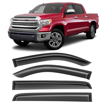 Shatterproof Taped-On Window Deflectors for Toyota Tundra Crew Max 2014-2021, Rain Guards, Window Visors for Car, Vent Deflector, 4pcs - size: For 2014-2021 Tundra CrewMax