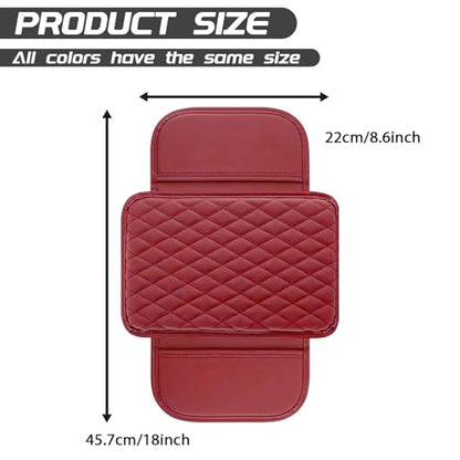 Car Center Console Cover, Upgraded Leather Arm Rest Cover for Car SUV, Car Middle Armrest Console Cover with 2 Storage Bags Scratch Resistant Waterproof Universal Car Accessories (Red) - color: Red