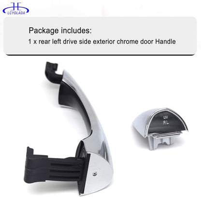 Rear Left Drive Side Chrome Exterior Door Handle w/Cover Compatible with 2016-2020 Kia Sorento,Replaces 82651-C5010 83652-C5010 - size: Rear Left