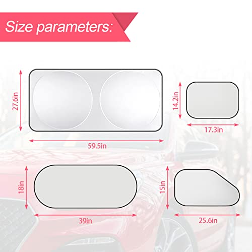Car Window Shade, 6Pack Set Auto Sun Shades for Side Window Front and Rear Windshield with Storage Pouch for Car, SUV, Van, Truck, Full Sun Protection, Block UV Rays, Keep car Cool (59.5"x27.6"/6PCS) - size: 59.5"x27.6"/6PCS