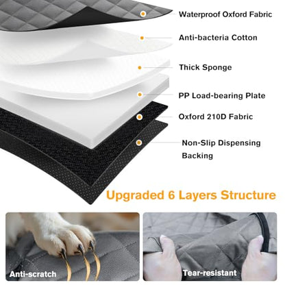PETICON Back Seat Extender for Dogs, Hard Bottom Dog Car Seat Cover - Supports 400lbs, Rear Seat Pet Cover with Mesh Window, Waterproof Dog Hammock for Car SUV - color: gray