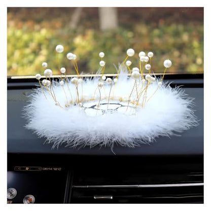 Camellia Car Dashboard Anti-Slip Mat, Pearl Feather Auto Dash Phone Hold Sticky Pad, 5.91'' Vehicle Strong Gripping Mat for Keychains, Sun Glasses and Electronic Devices (Round) - color: Round