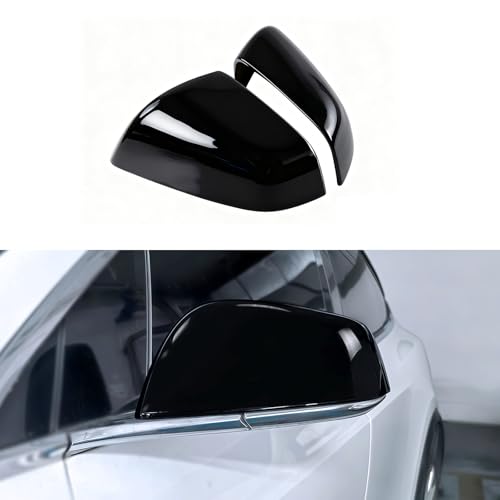 Side Mirror Cover for Tesla Car Exterior Accessories ABS Plastic Outside Cap (Pack of 2)(Model X 2017-2020 Gloss Black) - color: Gloss Black, size: Model X 2017-2020