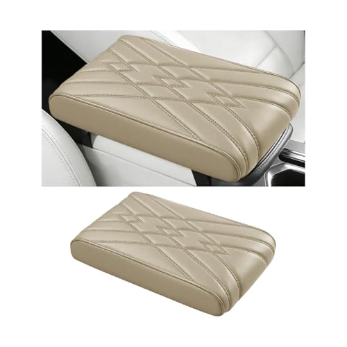 Car Center Console Cover, Memory Foam Leather Soft Breathable Armrest Seat Storage Box Protector Pad, Automotive Interior Middle Console Cushion Cover, Universal for Truck SUV Van (Beige) - color: Beige