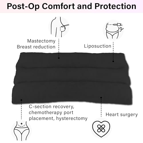 Mastectomy Seatbelt Pillow, Seat Belt Pillow Post Surgery, port pillows for chemo patients seatbelt, Seat Belt Cushion for Heart Surgery Recovery, Hysterectomy Abdominal Incision Recovery Seatbelt - color: Black