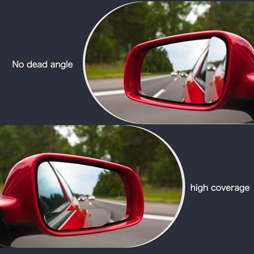 2 Pairs Blind Spot Mirror, Frameless HD Glass Convex Side Mirrors with 360 Degree Adjustable Swivel Mount, Wide Angle Rear View Car Accessories for Eliminating Blindspots on SUVs Trucks and RVs