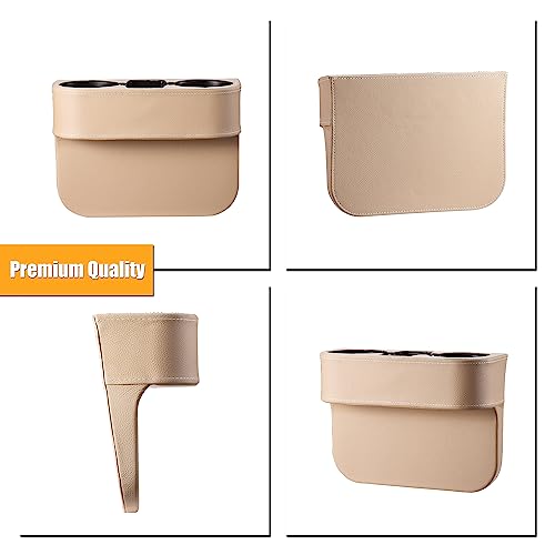 BEIGE Multifunctional Car Cup Holder Car Seat Organizer Gap Filler Bottle Phone Storage Organizer - color: Beige