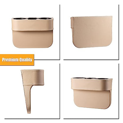 BEIGE Multifunctional Car Cup Holder Car Seat Organizer Gap Filler Bottle Phone Storage Organizer - color: Beige