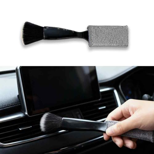 Double-Headed Car Cleaning Brush, Car Detailing Brush, Durable, Easy to Store Without damaging Interior Surfaces; Suitable for Cleaning dashboards (1PCS Black) - color: 1PCS Black