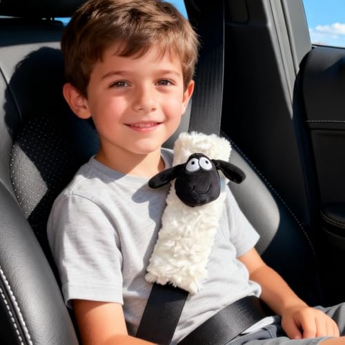 2 PCS Seat Belt Cover Pad, Cute Kawaii Sheep Seatbelt Covers for Kids, Winter Plush Fluffy Soft Seat Belt Cover, Seatbelt Cushion,Car Seat Strap Pads (H-Sheep) - color: H-Sheep