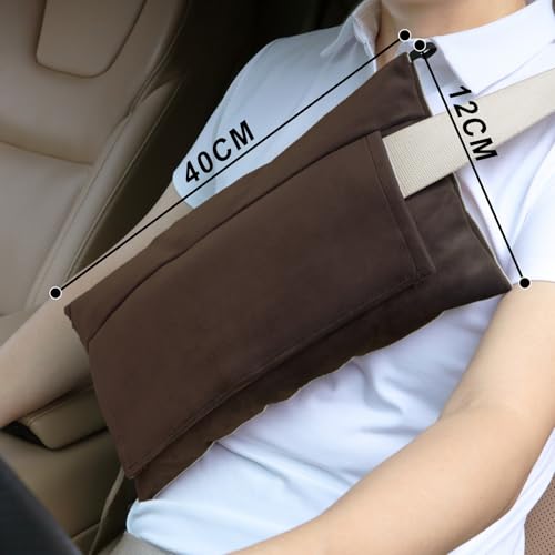 Super Soft Seatbelt Pillow, Seat Belt Pillow for Mastectomy Post-Surgery, Seat Belt Cushion for Heart Surgery Recovery, Hysterectomy Abdominal Incision Recovery Seatbelt (Chocolate, Large) - color: Chocolate