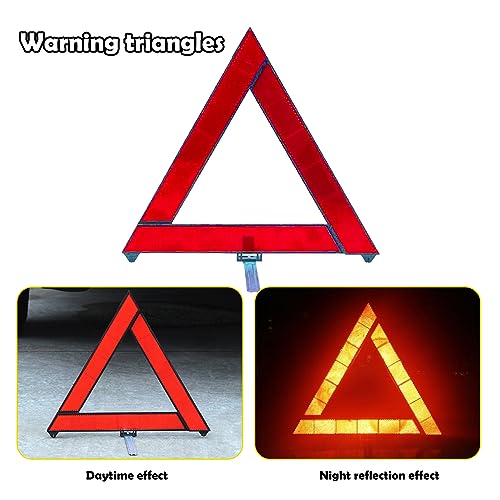 2 PCS Reflective Folding Vehicle Danger Sign, Safety Triangle Kit, Vehicle Breakdown Stop Warning Sign, Fit for Most Car (Red)
