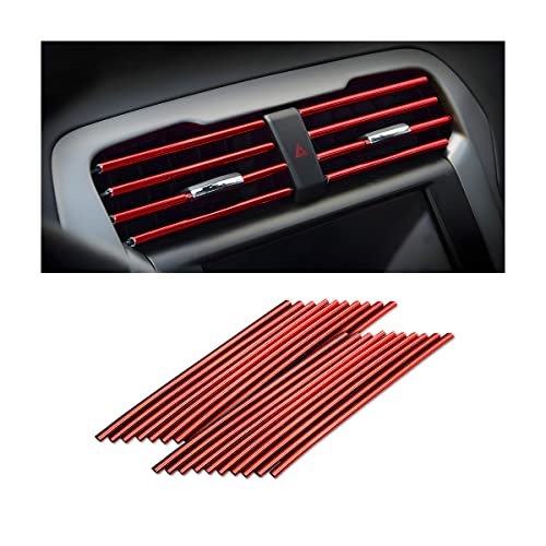 20 Pieces Car Air Conditioner Decoration Strip for Vent Outlet, Universal Waterproof Bendable Air Vent Outlet Trim Decoration, Suitable for Most Air Vent Outlet, Car Interior Accessories (Red) - color: Red