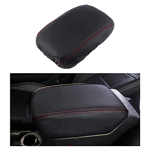 LECART Armrest Cover for Jeep Gladiator Accessories Wrangler JL JLU 2018-2022 Car Center Console Cover Black Leather Red Stitches Auto Interior Anti-Scratch Protector Pad