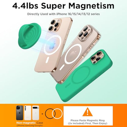 Magnetic Phone Grip Ring Holder, Liquid Silicone Magnet Cell Phone Grip Finger Loop, Compatible with Magsafe, Back of Phone for iPhone 17/16/15/14/13/12 Series, Emerald Green - color: Emerald Green