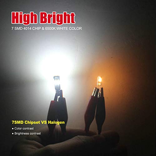 High Bright White T5 37 74 PC74 PC37 LED Bulb with Twist Lock Socket for Dashboard Instrument Panel Gauge Cluster Light and Map Vanity Mirror Glove Box Indicator Light - color: White