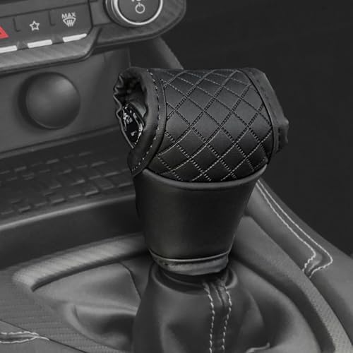 Leather Car Gear Shift Knob Cover, Stick Shift Cover, Anti-Slip Dust Waterproof Gear Shifter Stick Protector, Durable Car Accessories Shifter Lever Knob Protector for SUV Truck RV (Black) - color: Black