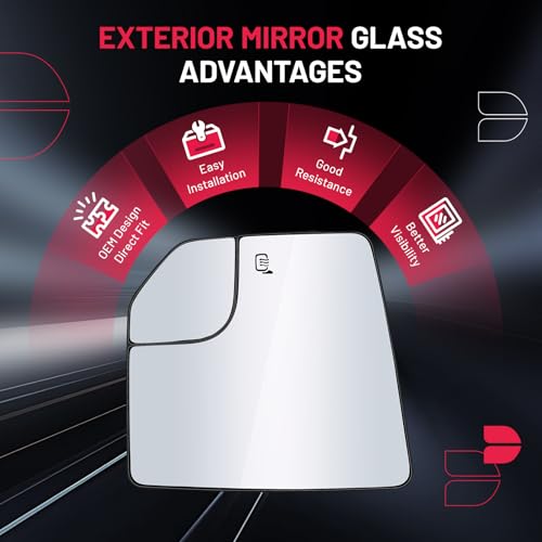 BDFHYK Mirror Glass Compatible with F150 2015-2020 Blind Spot Side View Exterior Mirror w backing plate, FL3Z17K707L, Heated (Left Side) - size: Left Driver Side, style: 2015-2020 F-150
