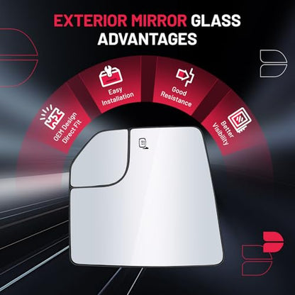 BDFHYK Mirror Glass Compatible with F150 2015-2020 Blind Spot Side View Exterior Mirror w backing plate, FL3Z17K707L, Heated (Left Side) - size: Left Driver Side, style: 2015-2020 F-150