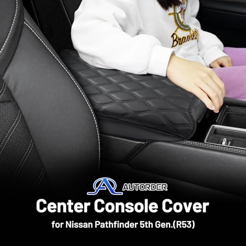 Autorder Center Console Cover for Nissan Pathfinder 2022-2025 2026 Accessories Armrest Cushion Cover Nappa Leather Middle Console Covers Pathfinder Console Cushion Pad Anti-Scratch - size: 22-25 Nissan Pathfinder