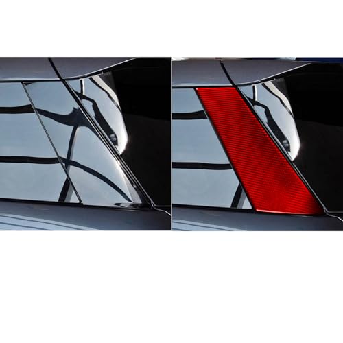 Real Red Carbon Fiber Car Rear Row Window Side Panel Anti-Scratch Soft Sticker Auto Exterior Trim Compatible with Ford Explorer(U625) XLT/Limited/ST/Platinum/Platinum Hybrid 2020 2021 2022 2023 - color: D-pillar