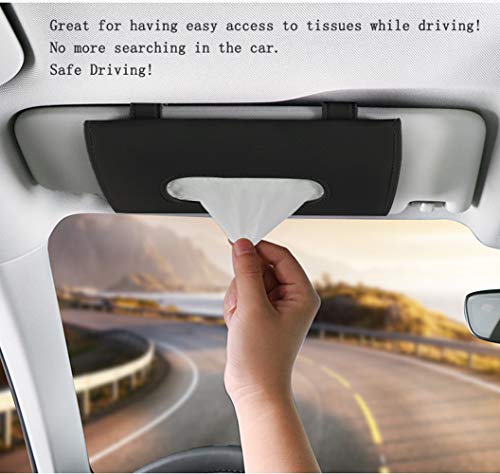 Fredysu Car Visor Tissue Holder, Sun Visor Napkin Holder Backseat Tissue Case, Premium Car Tissue Box for car, Vehicle (Black) - color: Black