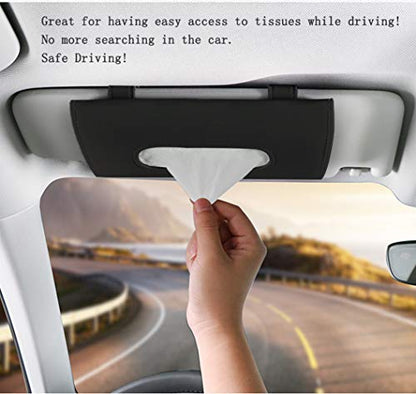 Fredysu Car Visor Tissue Holder, Sun Visor Napkin Holder Backseat Tissue Case, Premium Car Tissue Box for car, Vehicle (Black) - color: Black
