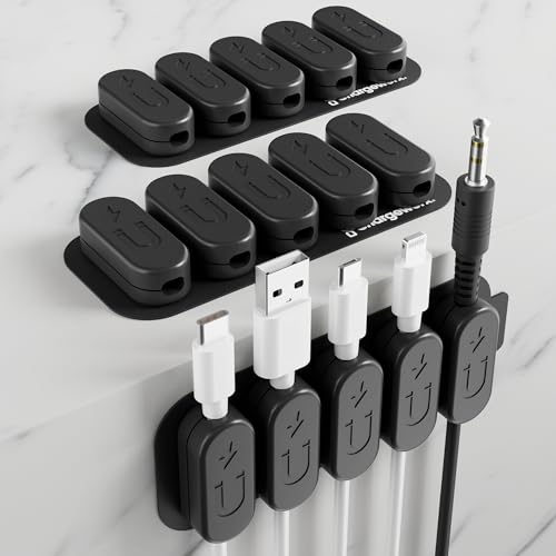 CHARGEWORX Magnetic Cable Clips 10-Pack – Adhesive Cord Organizer for Desk, Wall, Nightstand & Car – Magnetic Cable Holder for USB-C, Lightning, HDMI & Charging Cables – Cable Management Clips - color: 2-PK Black